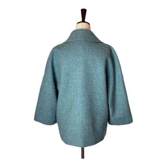 Talbots Blazer Women 12 Blue Teal Wool Double Breasted Shawl Collar Preppy - Picture 2 of 9
